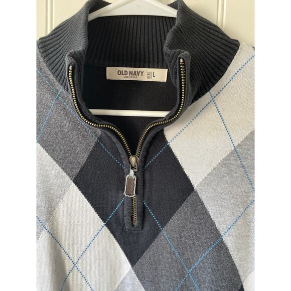 Men’s Old Navy quarter zip sweater plaid size large - Picture 2 of 4